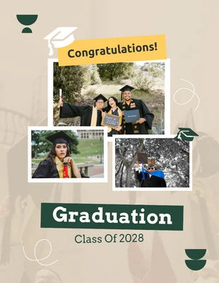 Free  Template: Soft Chocolate Photo Polaroid Graduation Poster