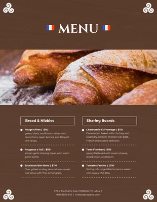 Free  Template: Dark Brown Simple Photo French Menu