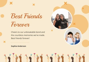 Free  Template: Peach Orange Flower Minimalist Best Friends Card