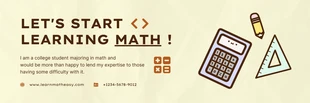 Free  Template: Light Yellow Simple Math Banner