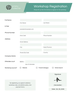 business  Template: Simple Event Registration Form Template