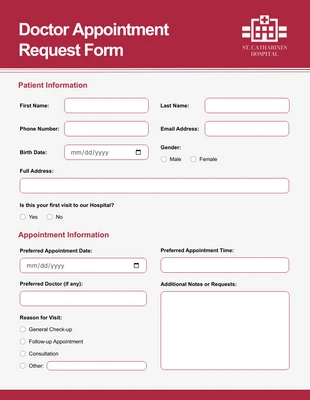 premium interactive Template: Simple Red Appointment Form