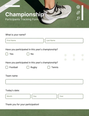 Free  Template: Sport Tracking Form Template