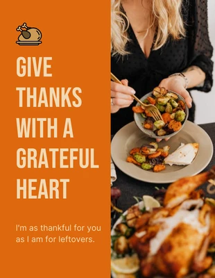 Free  Template: Orange Simple Photo Thanksgiving Poster