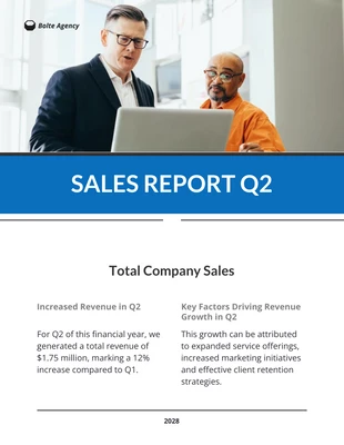 Free  Template: Blue Sales Report Template