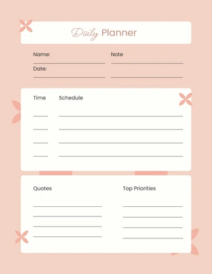 Free  Template: Cute Pink Daily Planner Template