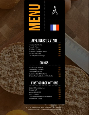 Free  Template: Black Simple Photo French Menu