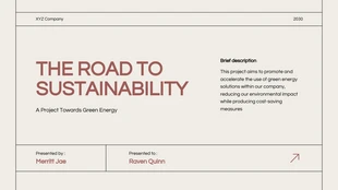 Free  Template: The Road To Sustainability Project Presentation Template