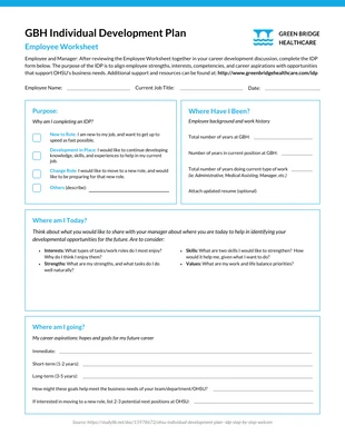 premium  Template: Healthcare Individual Development Plan Worksheet Template