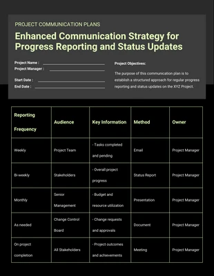 Free  Template: Project Communication Plan Template