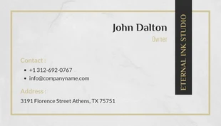 Gold Frame And Strip Minimalist Modern Tattoo Business Card - Page 2