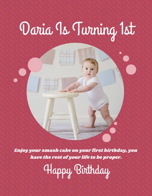 Free  Template: Baby 1st Happy Birthday Celebration Flyer Template