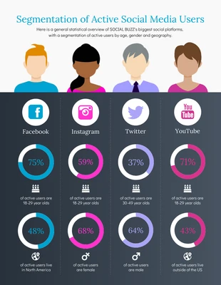 Free  Template: Ebony Clay Social Media Users Segment Infographic Template