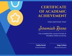 Free  Template: White Blue Certificate of Academic Excellence Template