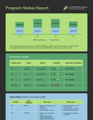 Free  Template: Program Progress Status Report Template