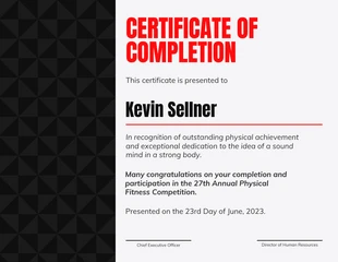 Free  Template: Fitness Gym Competition Certificate Template