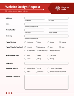 premium  Template: Website Design Request Form Template