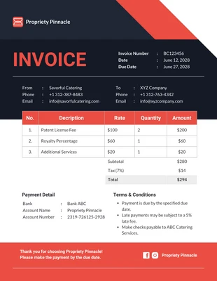 business  Template: Patent Royalty Invoice Template