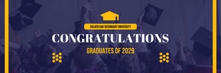 Free  Template: Navy And Yellow Minimalist Futuristic Happy Graduation Banner