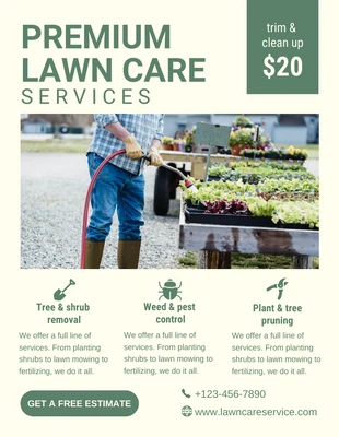 Free  Template: Premium Lawn Care Services Flyer Template