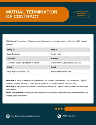 premium  Template: Mutual Termination Of Contract Template