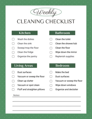 Free interactive Template: Green Simple Housekeeping Cleaning Checklist Template