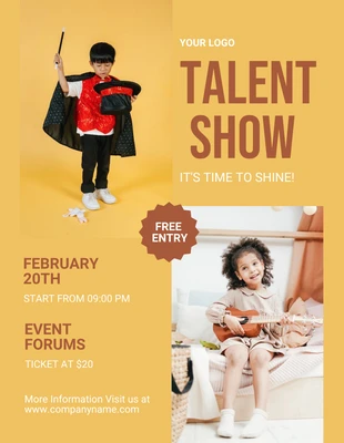 Free  Template: Cream Can Talent Show Flyer Template