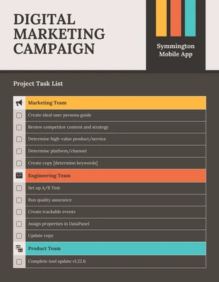 premium interactive Template: Contrast Digital Marketing Project Work Checklist Template