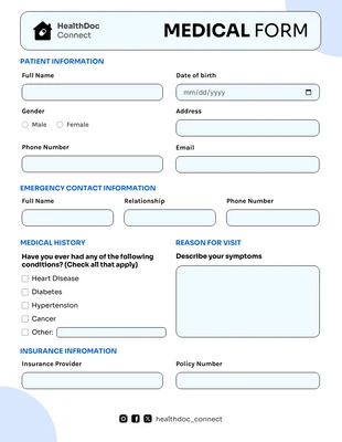 Free interactive Template: Simple Blue Medical Form