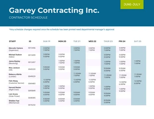 Free  Template: Business Blue Work Schedule