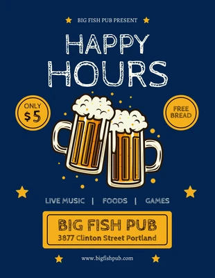 Free  Template: Pub Happy Hours Design Flyer Template