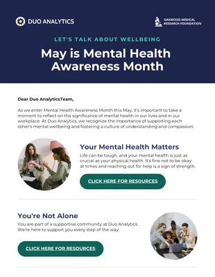 business accessible Template: Employee Mental Health Awareness Month Email Newsletter Template