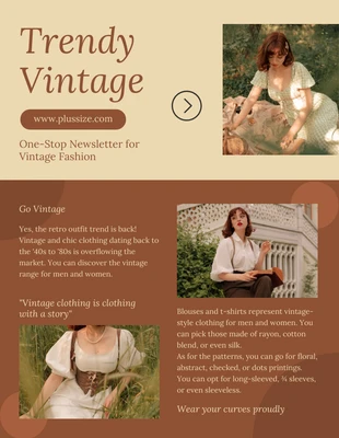 Free  Template: Vintage Aesthetic Fashion Newsletter Template