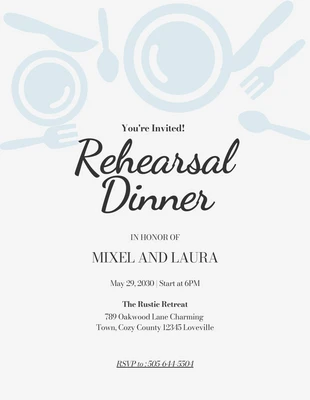 Free  Template: Black And White Simple Rehearsal Dinner Invitation