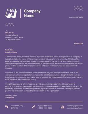 Free  Template: Purple Minimalist Cool Letterhead Template