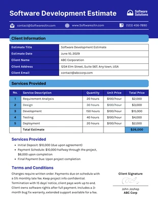 premium  Template: Software Development Estimate Template