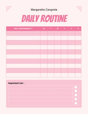 Free interactive Template: Baby Pink Minimalist Daily Routine Time Schedule Template