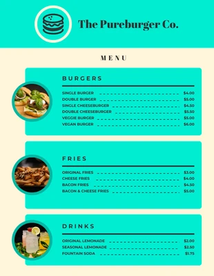 Free  Template: Teal Vintage Burger Menu