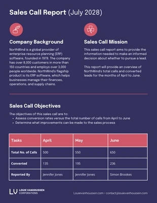 Free  Template: Sales Call Report Template