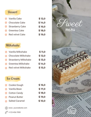 Free  Template: White Simple Dessert Menu