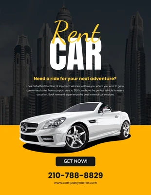 Free  Template: Black and Yellow Rent Car Poster