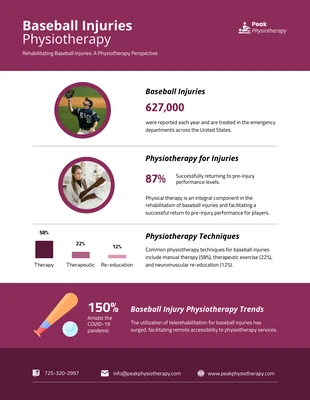 business  Template: Baseball Injuries Physiotherapy Infographic Template