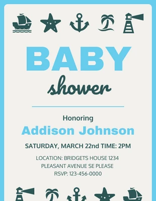 premium  Template: Nautical Baby Invitation