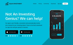 premium  Template: Investment App Landing Page Wireframe Template