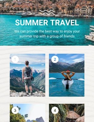 Free  Template: White Blue Summer Event Travel Newsletter Template