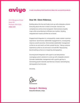 Free  Template: Neon Pink Letterhead