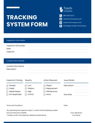 business  Template: Blue Tracking System Form Template