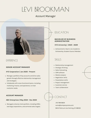 Free  Template: Soft Cream Marketing Account Manager Template