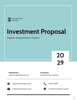 Free  Template: Ecommerce Investment Proposal Template