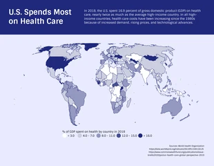 business  Template: Health Care Spending in US Map Chart Template